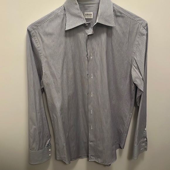 Armani Collezioni Striped Formal Dress Shirt Size 14.5 - Picture 1 of 3